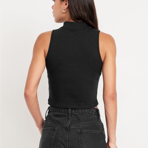 Mock Neck Ribbed Tank Top - Picture 2 of 13